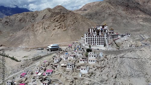 aerial footage of Chemrey monastery in Ladakh  India