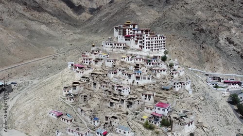 aerial footage of Chemrey monastery in Ladakh  India