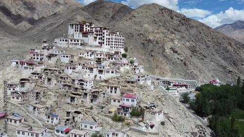 aerial footage of Chemrey monastery in Ladakh  India