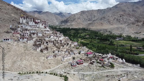 aerial footage of Chemrey monastery in Ladakh  India