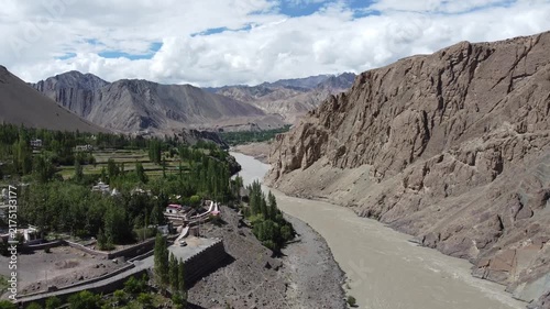 aerial view of Indus river in Ladakh  India