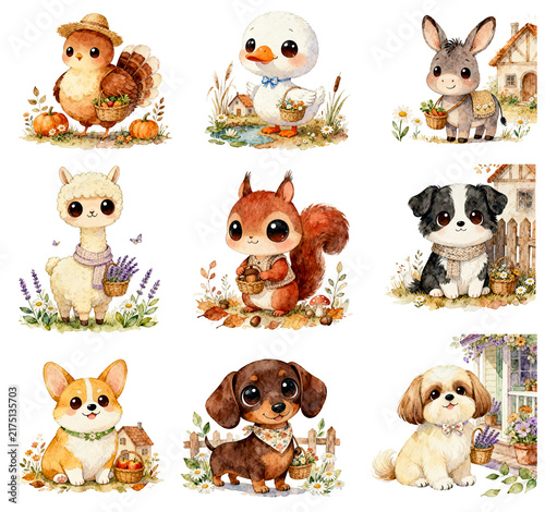 set of funny animals
