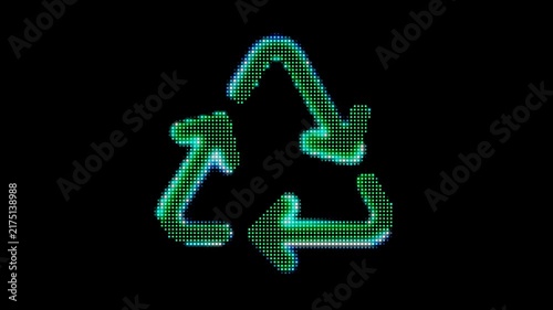 stylized arrows symbol for recyclation. Green energy themed loop video