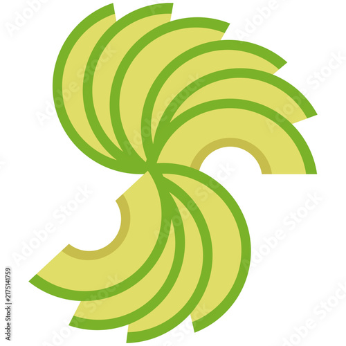 Sliced green avocado pieces vector illustration isolated on a transparent background for healthy concepts.