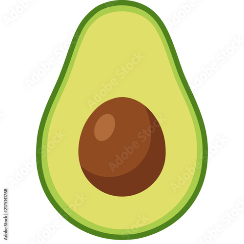 Half avocado fruit with seed icon isolated on a transparent background for modern design.