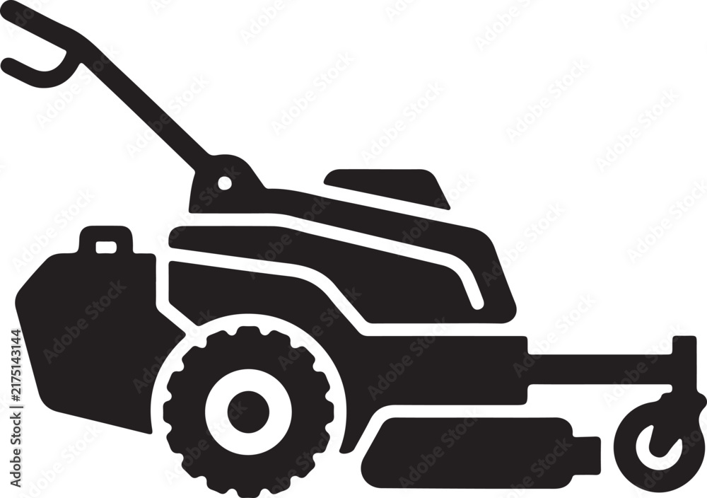 Fototapeta premium Professional grass cutter machine icon on white background.