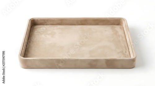 Empty beige velvet jewelry tray for luxury accessory display and retail organization