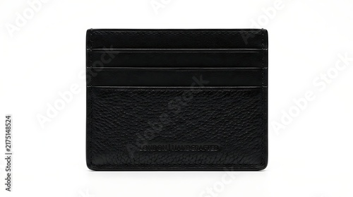 Black leather card holder wallet isolated on white background
