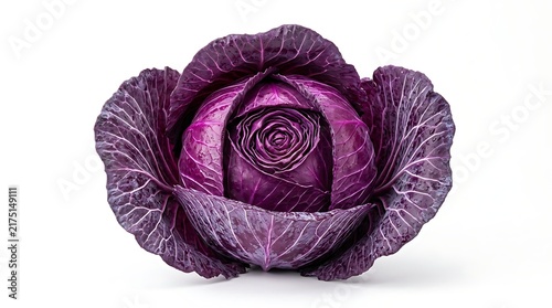 Fresh whole purple cabbage isolated on white background for healthy food and cooking concepts