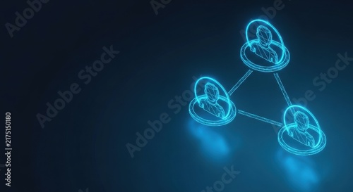 Naklejka Abstract digital network connecting stylized human figures, symbolizing social connections and team collaboration