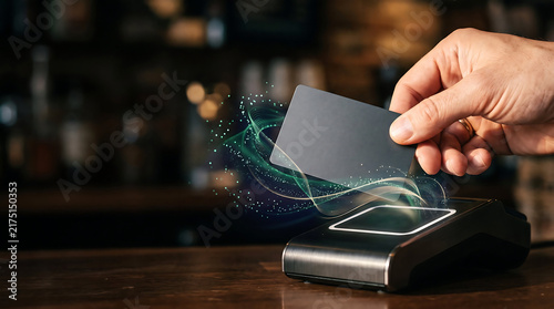 Contactless payment with a card on a terminal, innovative technology for secure and fast transactions