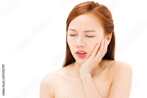 Принти на полотні Woman suffering from toothache and holding cheek