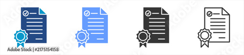 certificate icon set multiple style collection	