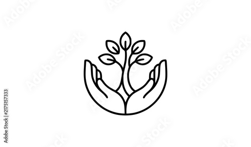 Foto Hand tree care logo vector symbolizing nature protection environmental sustainab