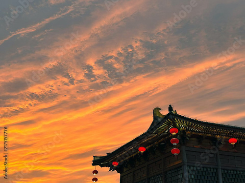Принти на полотні Ziyun Tower, the grand centerpiece of Tang Paradise in Xi’an, showcasing lavish Tang‑Dynasty architectural style and cultural opulence