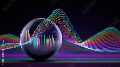 Abstract Data Visualization Globe and Sound Wave