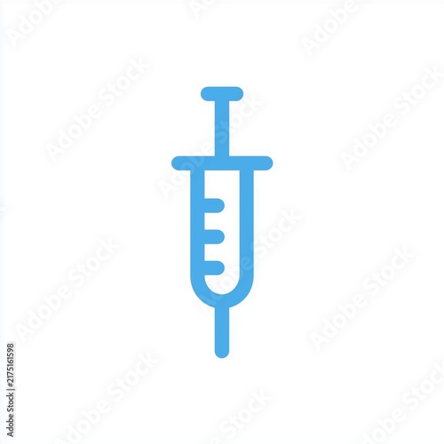 Blue syringe icon representing medical safety and vaccination efforts in healthcare environments
