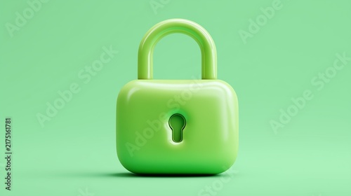 Bright green padlock on a plain green background symbolizes security and safety in modern digital life