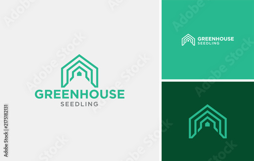 Simple greenhouse minimalist vector logo template