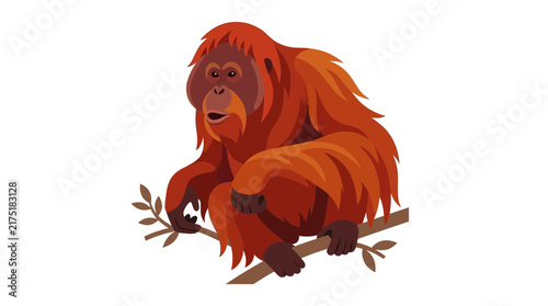 Stylized Orangutan Sitting on a Branch