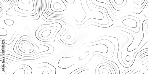 Topographic contour map lines pattern. Abstract geographic elevation landscape background. Minimal monochrome vector border design.