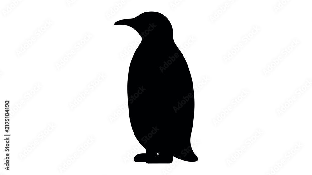 Obraz premium Silhouette Penguin: A stark black silhouette of a penguin stands alone, its iconic form rendered in minimalist detail against a clean backdrop.