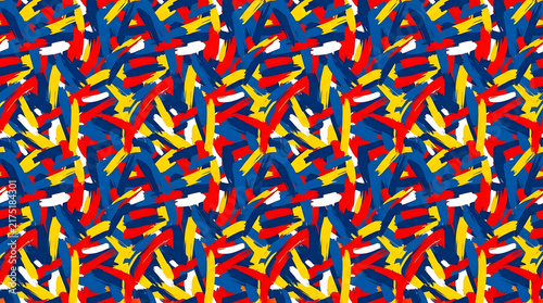 Obraz na płótnie Abstract primary color brushstroke seamless pattern.