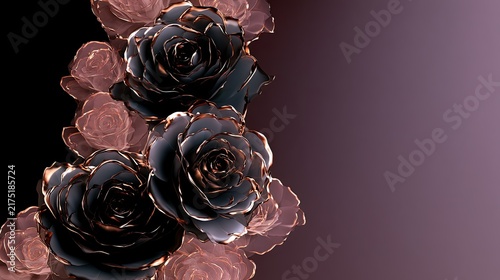 Luxurious dark roses with metallic edges cascade elegantly