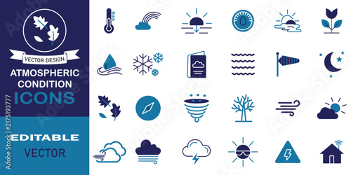 Atmospheric conditions solid icon set. Set of 24 icons related to weather, forecast, temperature, rain, lightning, moon, rainbow, snow, snowflake, nature, sun, heat, forecast and more collection.
