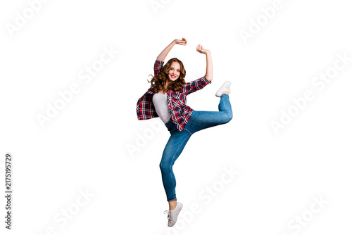 Фотография Full length size body view photo of fly high attractive beautiful she her lady p