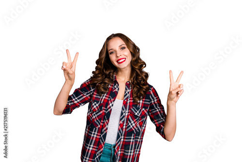 Принти на полотні Portrait of nice cute attractive charming pretty winsome gorgeous cheerful wavy-