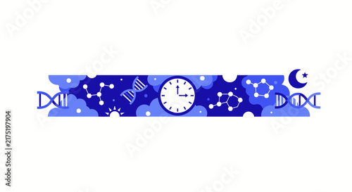 Circadian Rhythm and Biological Clock Concept Vector with DNA and Celestial Icons