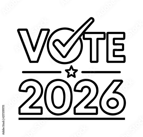Vote Typography Design with Checkmark Star and Bold Election Campaign Text