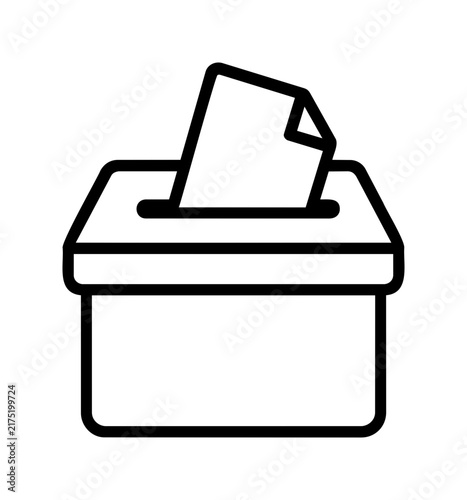Ballot Box Icon with Voting Paper Slip for Election and Democracy Design
