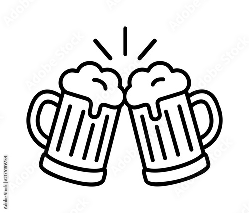 Beer Mug Cheers Icon with Foam and Sparkle Lines for Pub Celebration Design