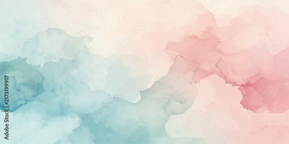Fototapeta premium Abstract Blue Watercolor Sky Background with Soft Clouds, Vintage Paper Texture, Airy Cloudscape, Light Weather Effects and Artistic Grunge Design