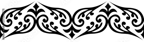 Decorative Floral Border Strip PNG with Intricate Curved Scrollwork and Ornamental Pattern Design Isolated on Transparent Background