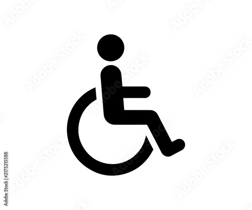Wheelchair icon black silhouette represents person with disability for accessibility.