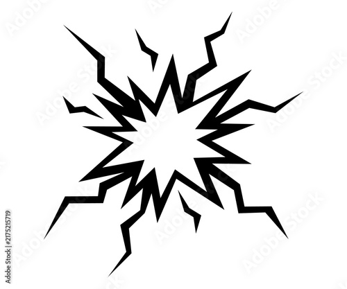 Jagged lightning bolt explosion shape with electric crack effects for comic book graphics.