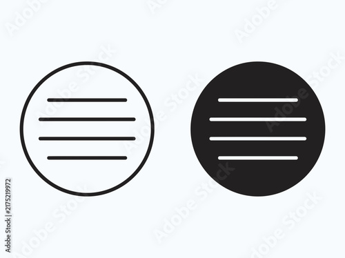 Картината върху платно Text alignment icons: justified and centered. UI elements.
