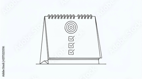 Minimal Desk Calendar Goal Planning Checklist Productivity Line Art Vector