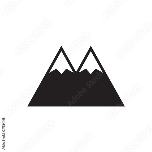 Mountain Icon Black Snow-capped Peaks Minimalist Flat Design Vector Isolated on White