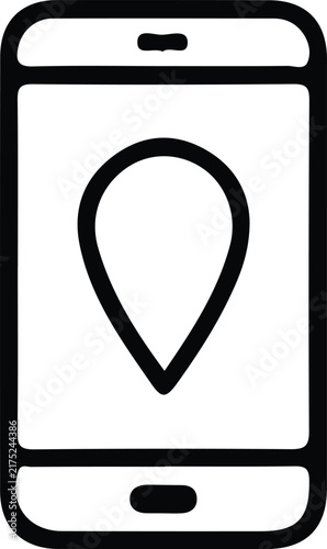 Mobile Location Icon Vector Line Art Smartphone Navigation Pin Symbol