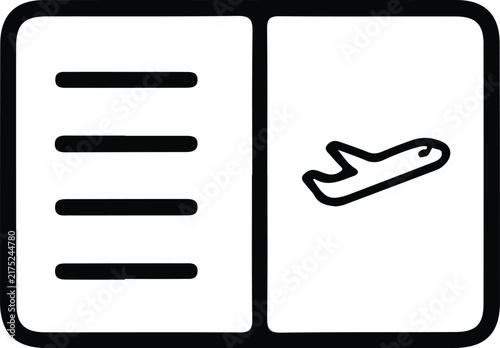Passport Icon Vector Line Art Travel Document Identification Symbol