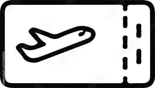 Boarding Pass Icon Vector Line Art Plane Ticket Flight Symbol