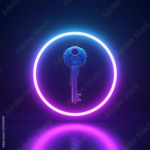 Premium Neon Key with Futuristic Energy Ring
