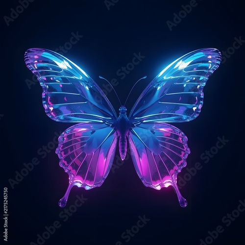 Premium Neon Butterfly with Holographic Wings