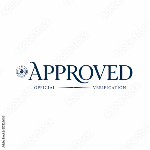 Official Approved Verification Label and Typography Emblem Isolated on White Background