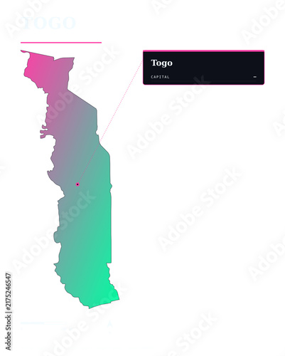 Togo Country Map Outline Vector Infographic with Text Box Pin