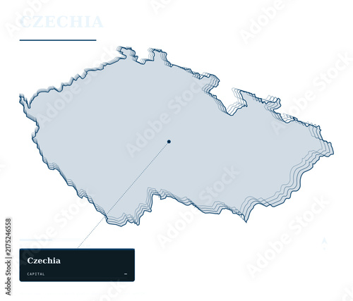 Czechia Map Vector Illustration Capital City Location Pin Isolated